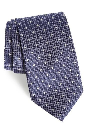 Men's Nordstrom Men's Shop Contrada Dot Silk Tie - Blue