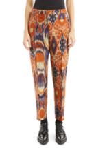 Women's Dries Van Noten Ikat Jacquard Ankle Trousers Us / 34 Fr - Orange