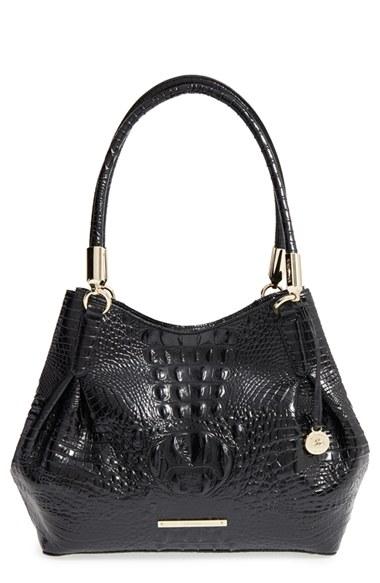 Brahmin 'judith' Croc Embossed Leather Hobo - Black
