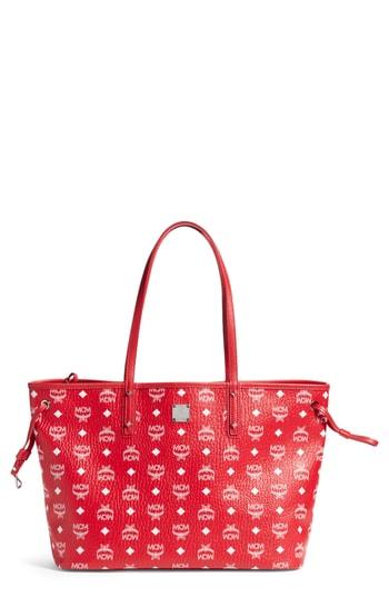 Mcm Medium Liz Reversible Visetos Leather Shopper - Red