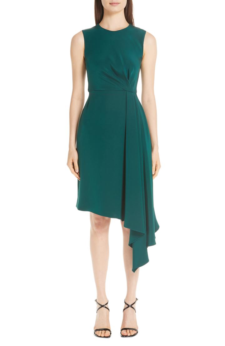 Women's Adam Lippes Silk Crepe Side Drape Dress