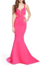 Women's La Femme Neoprene Mermaid Gown - Pink