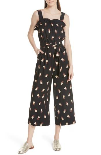 Women's Kate Spade New York Pineapple Wide Leg Crop Jumpsuit - Black