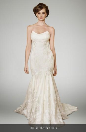 Women's Matthew Christopher Heather Strapless Silk Trumpet Gown, Size - White