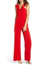 Women's Wayf Sheryl Ruffle Neck Jumpsuit - Red