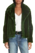 Women's Frame Faux Fur Coat - Green