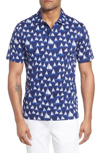 Men's Bugatchi Sailboat Knit Polo - Blue