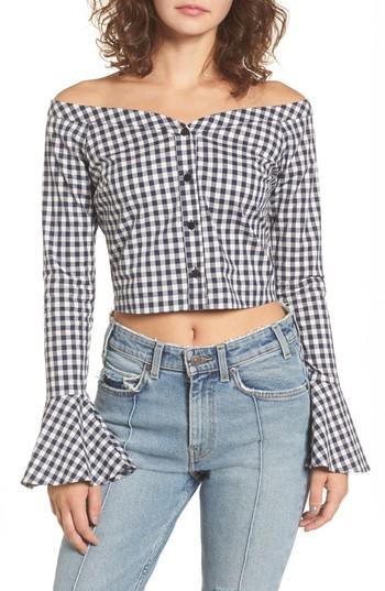 Women's Chloe & Katie Bell Sleeve Off The Shoulder Crop Top