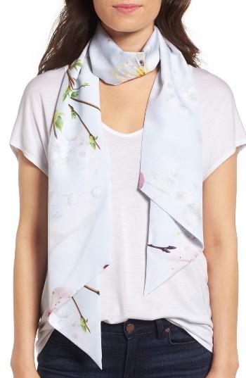Women's Ted Baker London Osma Blossom Skinny Scarf, Size - Grey