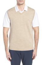 Men's Cutter & Buck 'douglas' Merino Wool Blend V-neck Sweater Vest - Beige (online Only)