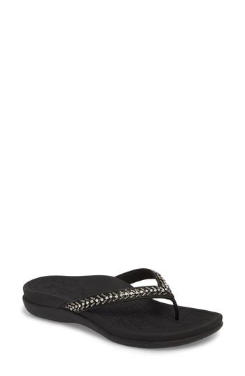Women's Aetrex Jewels Crystal Embellished Water Friendly Flip-flop Eu - Black