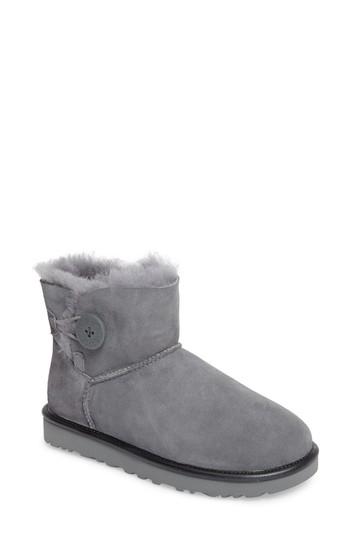 Women's Ugg Mini Bailey Button Ii Genuine Shearling Lined Boot M - Blue