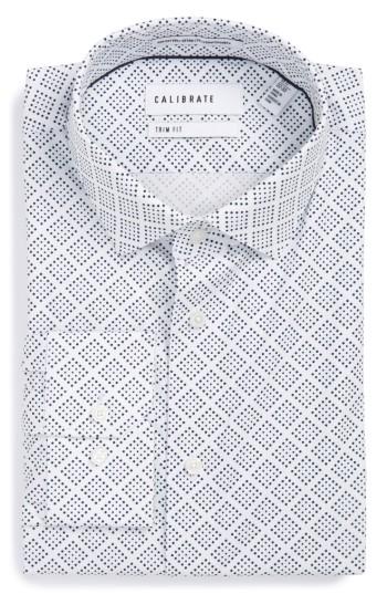 Men's Calibrate Trim Fit Non-iron Graphic Stretch Dress Shirt .5 - 32/33 - Blue