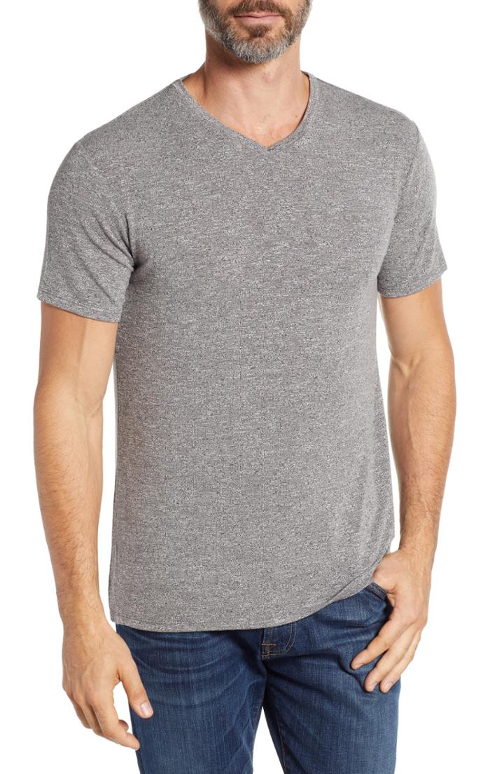 Men's Stone Rose V-neck T-shirt (xs) - Grey