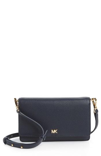 Michael Michael Kors Leather Crossbody Phone Wallet - Blue