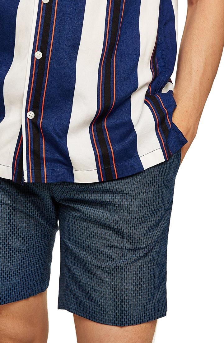 Men's Topman Mini Check Classic Fit Shorts