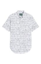 Men's Gitman Peanuts Print Short Sleeve Sport Shirt - Black
