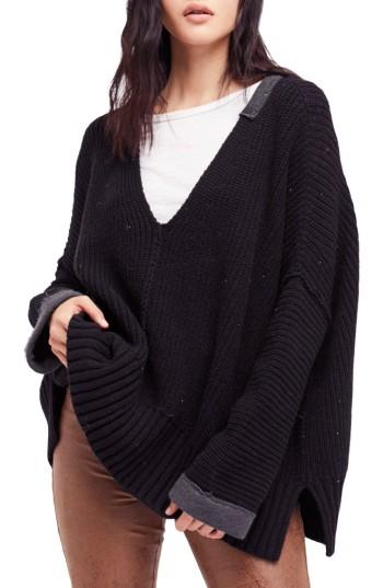 Women's Free People Take Over Me V-neck Sweater /small - Black