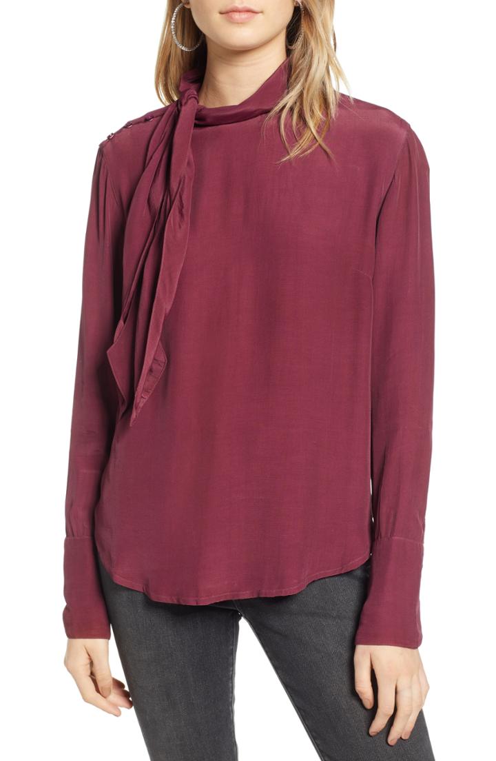 Women's Treasure & Bond Tie Neck Tunic - Red