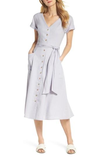 Women's Gal Meets Glam Collection Vanessa Button Front Linen Blend Dress - Purple