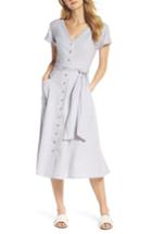 Women's Gal Meets Glam Collection Vanessa Button Front Linen Blend Dress - Purple