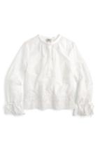 Women's J.crew Floral Embroidered Popover Blouse - White