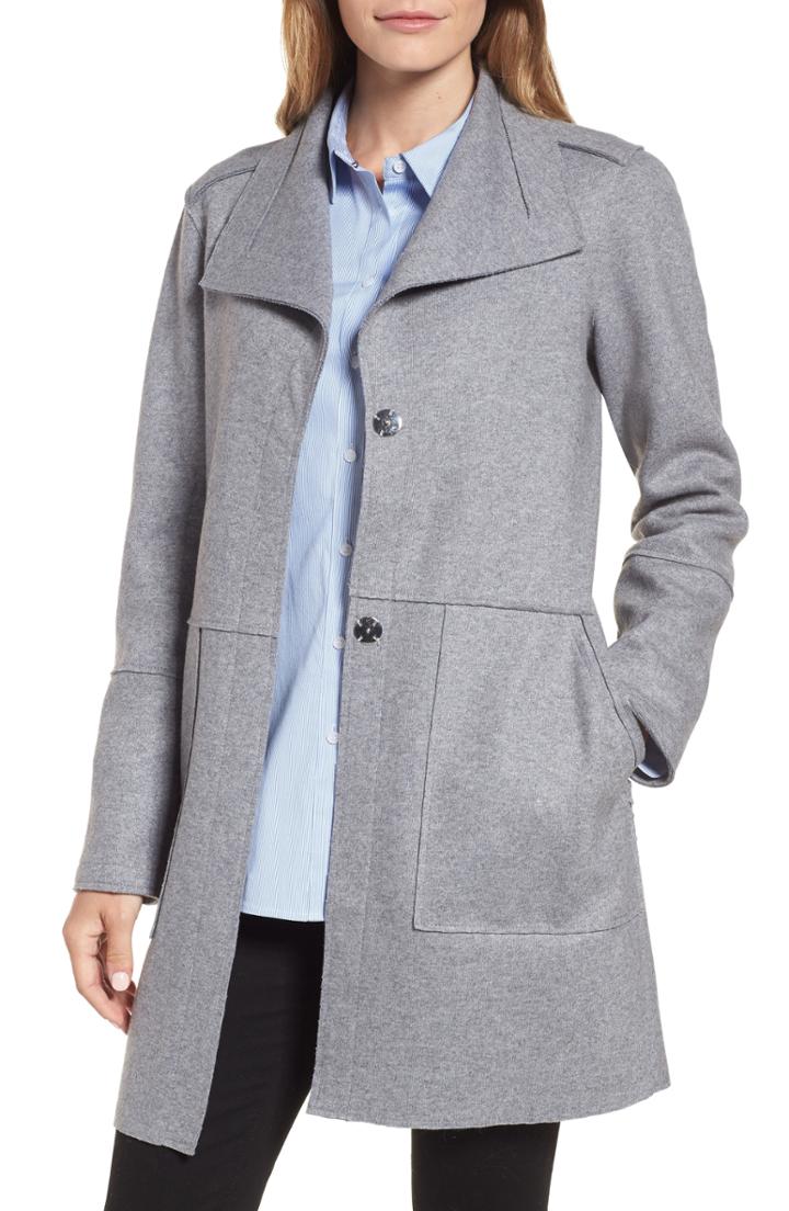 Women's Kenneth Cole New York Notch Collar Curly Faux Shearling Coat