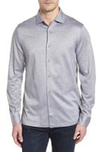 Men's Bugatchi Regular Fit Silk Blend Sport Shirt - Grey