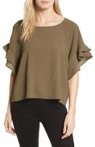 Women's Bobeau Soft Flutter Sleeve Top - Green