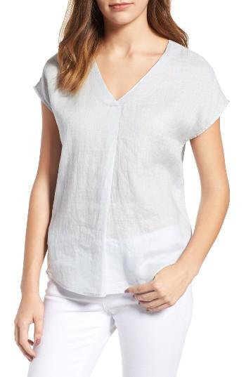 Women's Two By Vince Camuto Linen V-neck Blouse - Grey