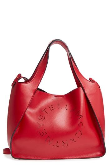 Stella Mccartney Perforated Logo Faux Leather Satchel - Black