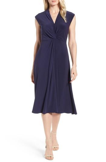 Women's Chaus Knot Front Midi Dress - Blue