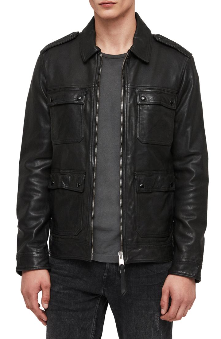 Men's Allsaints Kage Regular Fit Leather Jacket - Black