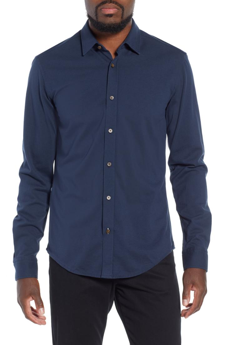 Men's Boss Ronni Slim Fit Solid Sport Shirt - Blue