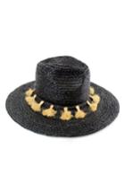 Women's Michael Stars Mystros Tassel Panama Hat - Black