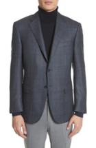 Men's Classic Fit Plaid Wool Sport Coat Us / 50 Eur - Blue