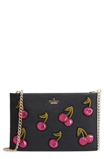 Kate Spade New York Ma Cherie - Cherries Sima Leather Shoulder Bag - Black