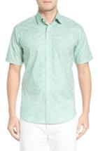 Men's Bugatchi Shaped Fit Stripe Sport Shirt, Size - Green