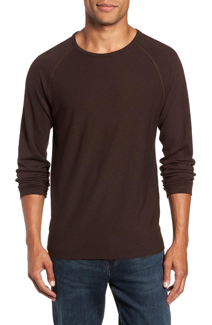Men's Billy Reid Regular Fit Long Sleeve T-shirt, Size - Brown
