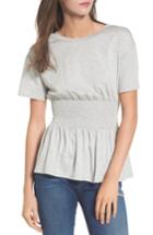 Women's Soprano Smock Waist Peplum Tee - Grey