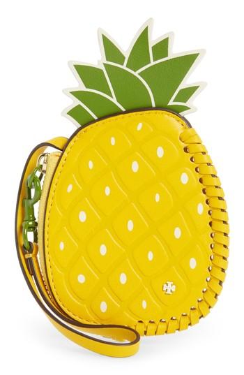 Women's Tory Burch Pineapple Leather Coin Pouch - Yellow