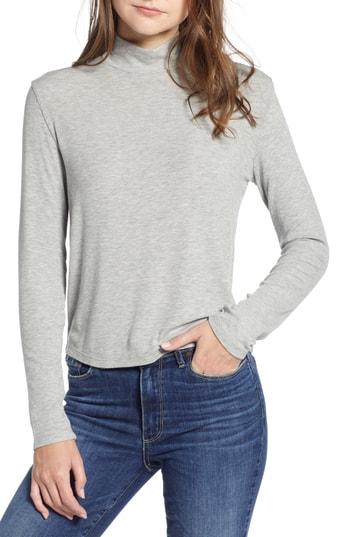 Women's Splendid Mock Neck Tee, Size - Grey