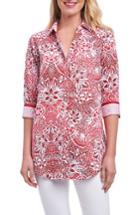 Women's Foxcroft Faith Batik Floral Shirt - Red