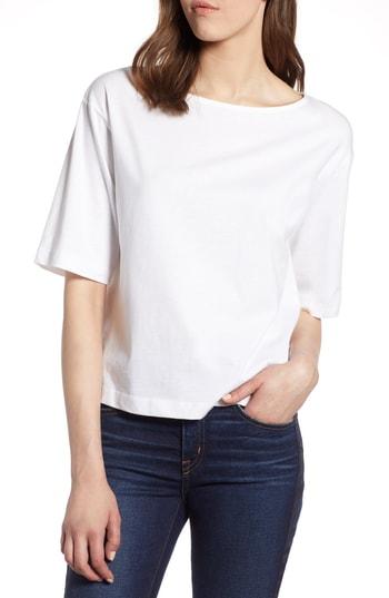 Women's Halogen Boat Neck Cotton Top - White