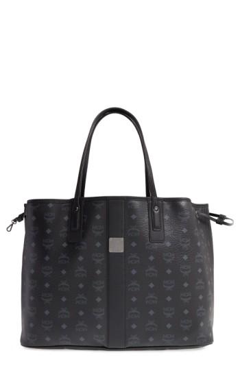 Mcm Large Shopper Project Coated Canvas Shopper - Black