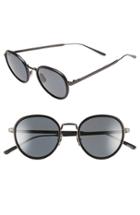 Women's Bottega Veneta 49mm Round Sunglasses - Ruthenium/ Ruthenium/ Smoke