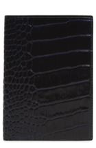 Smythson Mara Croc Embossed Leather Passport Case - Blue