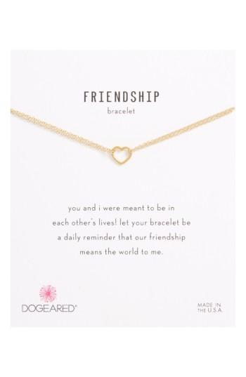 Women's Dogeared Friendship Small Open Heart Charm Chain Bracelet