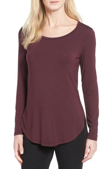 Women's Halogen Long Sleeve Knit Tunic, Size - Burgundy