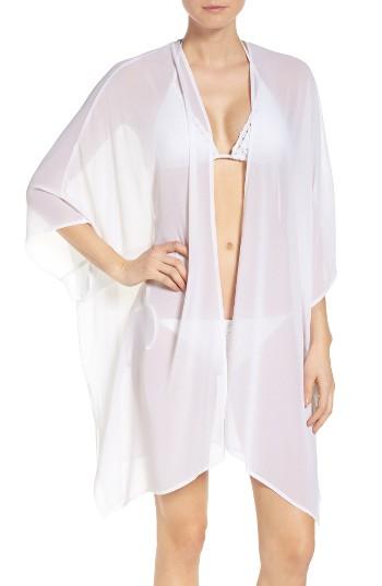 Women's Halogen Chiffon Cover-up Kimono, Size - White